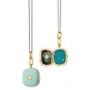 Green Enamel Vermeil Cushion Locket with Green Sapphire