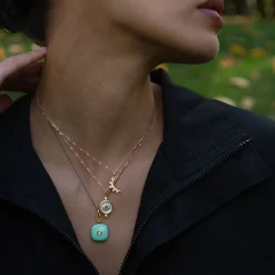 Green Enamel Vermeil Cushion Locket with Green Sapphire