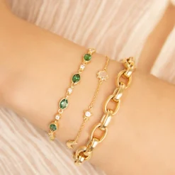 Green Tourmaline Tennis Bracelet in 18K Gold