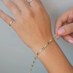 Green Tourmaline Tennis Bracelet in 18K Gold