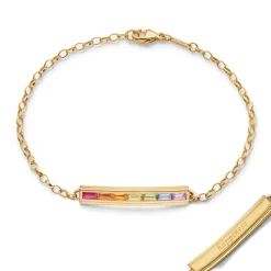 Happiness Rainbow Baguette Sapphire Petite Poesy Bracelet