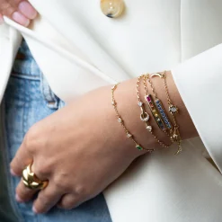 Happiness Rainbow Baguette Sapphire Petite Poesy Bracelet