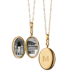 Infinity Diamond & Gold Engraved Locket Necklace