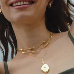 Infinity Diamond & Gold Locket Necklace