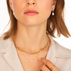 Infinity Huggie & Pearl Drop Earrings