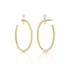 18K Gold Large Oval “Galaxy Wrap Hoop” Earrings with White Diamonds