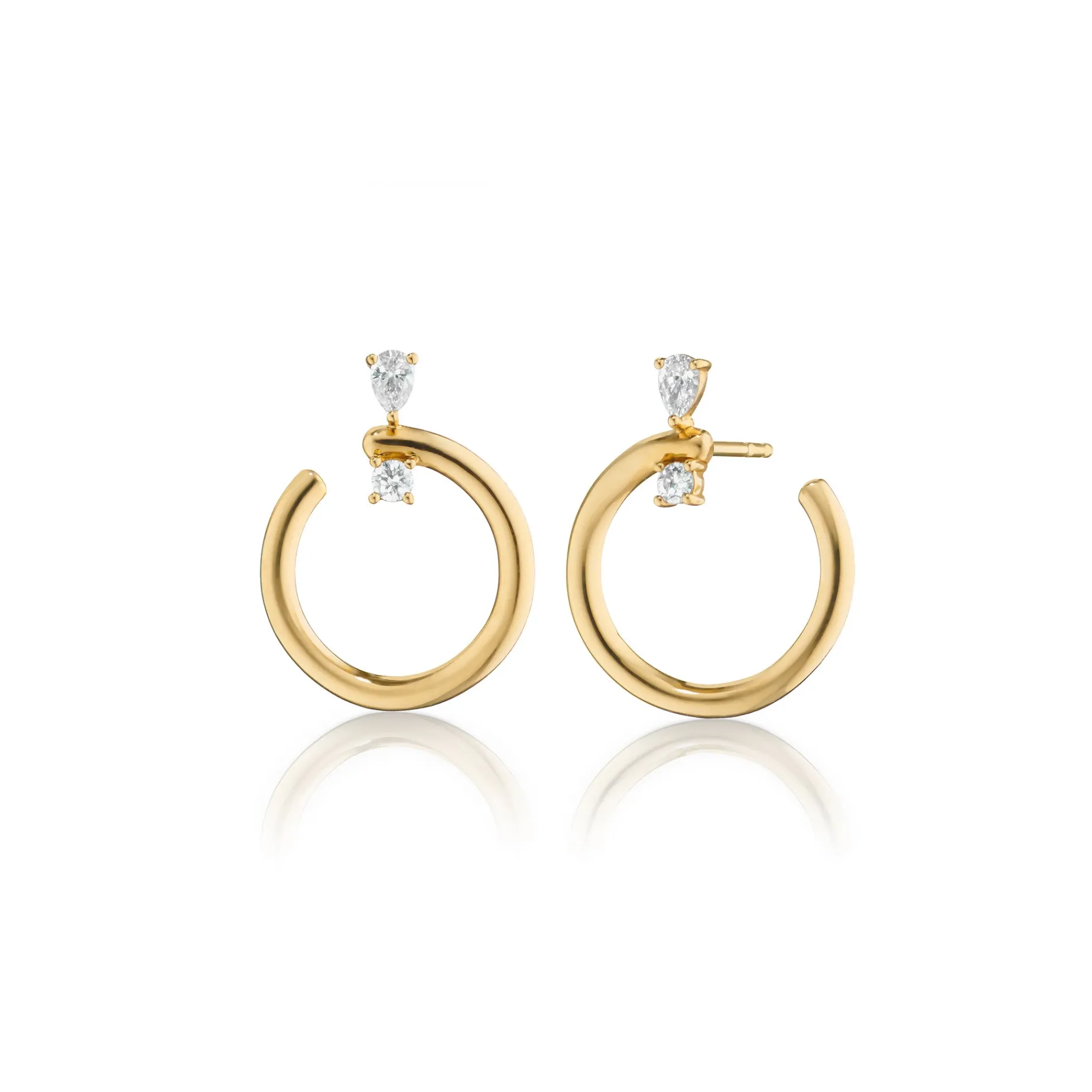 18K Gold Midi "Galaxy Wrap Hoop" Earrings with Diamonds
