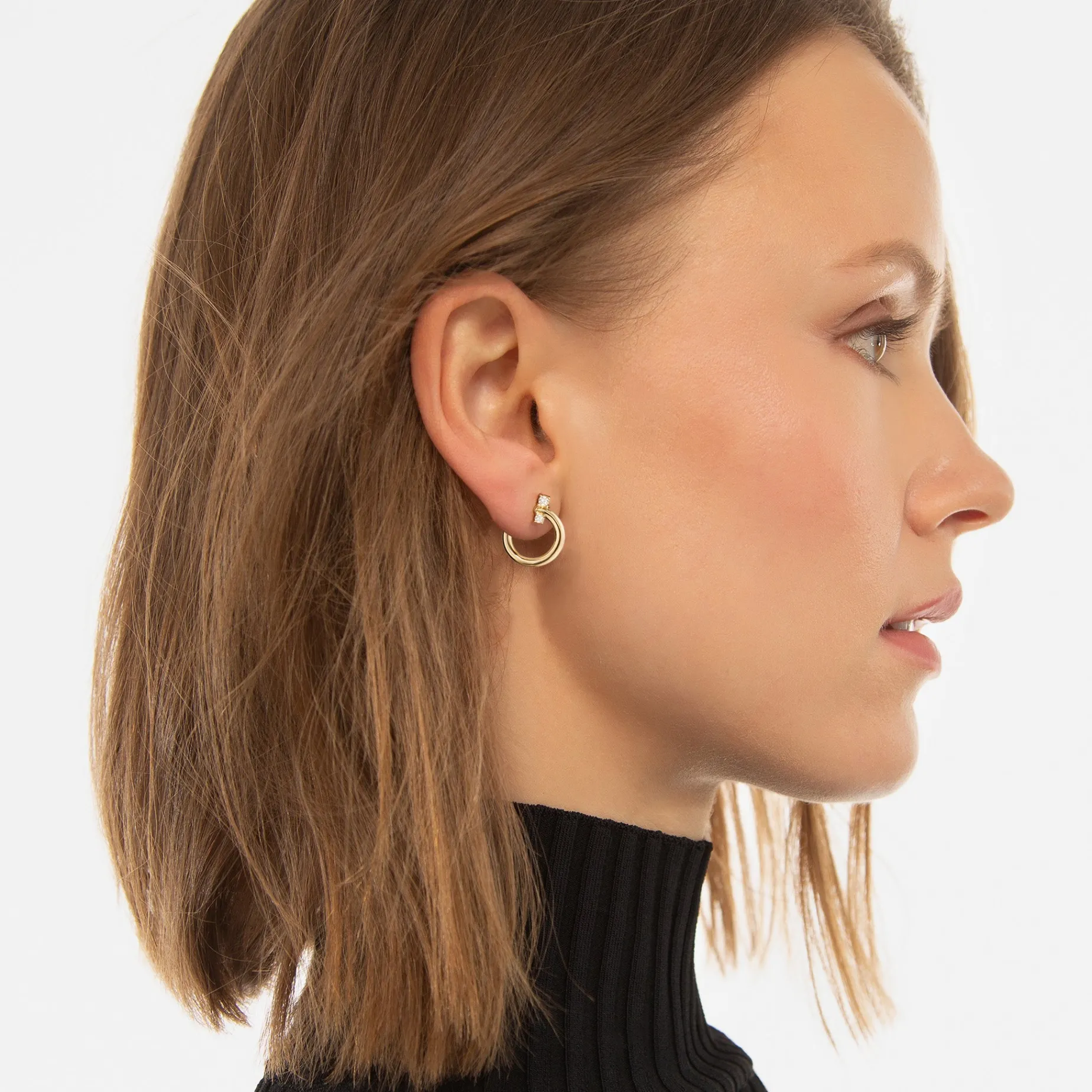 18K Gold Midi "Galaxy Wrap Hoop" Earrings with Diamonds
