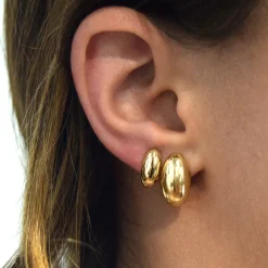 18K Gold Midi Perseverance Huggie Earrings