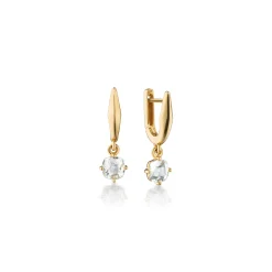 18K Gold "Points North" Earring with Rock Crystal
