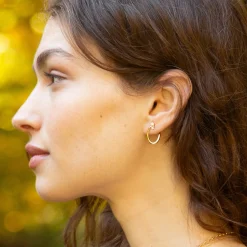 18K Gold Small Oval "Galaxy Wrap Hoop" Earrings with White Diamonds