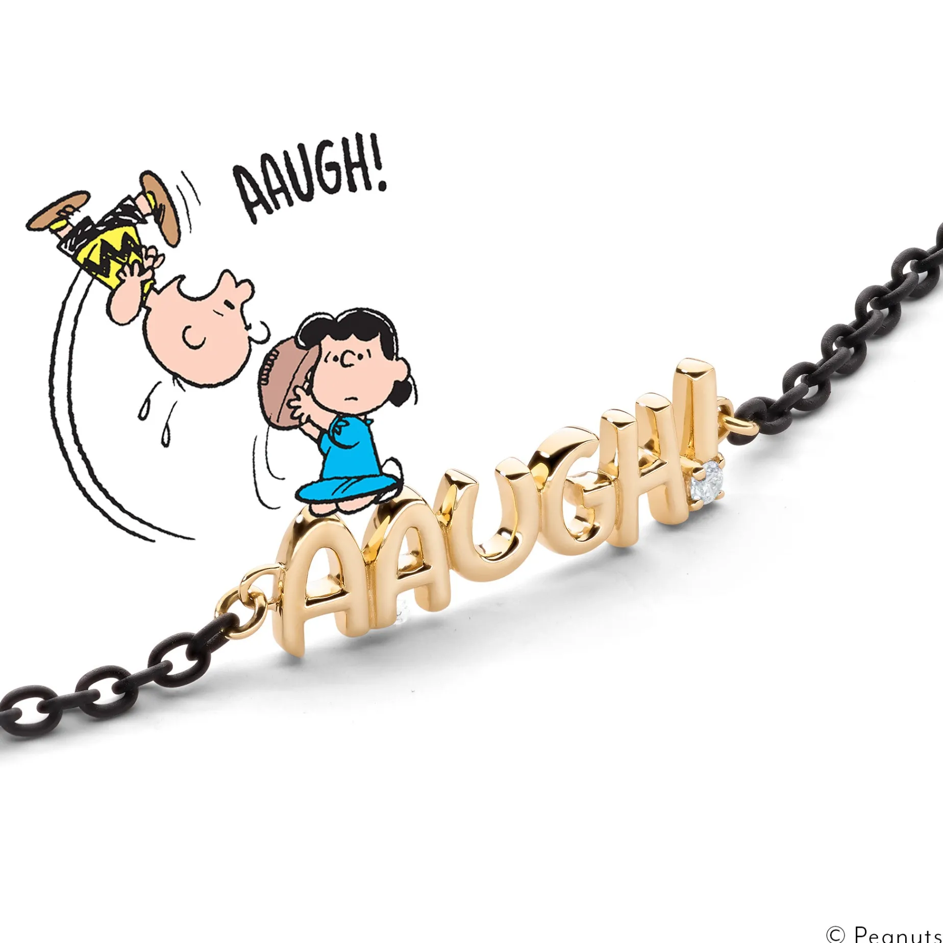 18K Yellow Gold and Black Steel “AAUGH!” Bracelet