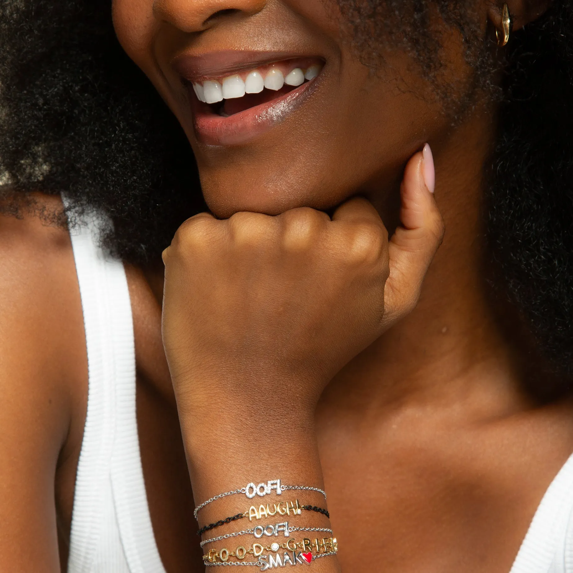 18K Yellow Gold and Black Steel “AAUGH!” Bracelet