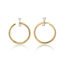 18K Yellow Gold Large "Galaxy Wrap Hoop" Anniversary Earrings With Diamonds