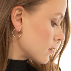 18K Yellow Gold Large "Galaxy Wrap Hoop" Earrings with Diamonds