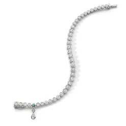 Luxe Graduated Round Bezel Set Diamond 18K White Gold Tennis Bracelet