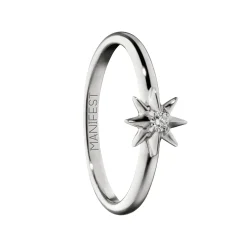 Manifest Star Poesy Sterling Silver Stackable Ring