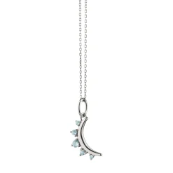 March Aquamarine "Moon" Sterling Silver Birthstone Necklace