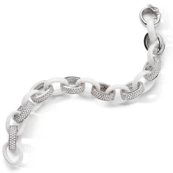 Marilyn White Ceramic and Pave Diamond Link Bracelet