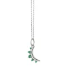 May Emerald "Moon" Sterling Silver Birthstone Necklace