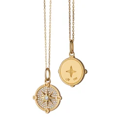Mini "Adventure" Compass Charm with Pavé Diamonds