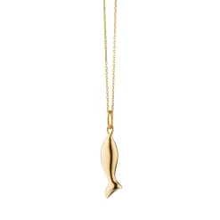 Mini "Perseverance" Fish 18K Gold Charm Necklace