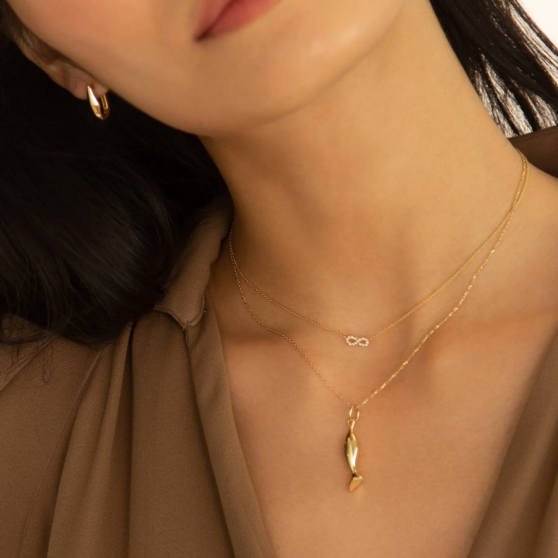 Mini "Perseverance" Fish 18K Gold Charm Necklace