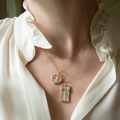 Mother of Pearl Dragonfly 18K Gold Medallion