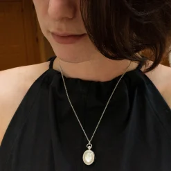 Mother of Pearl Petite Stone Locket Necklace