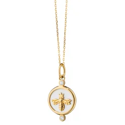 Mother of Pearl "Queen Bee" 18K Gold Charm Necklace