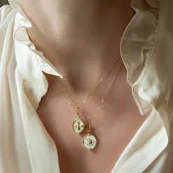 Mother of Pearl "Queen Bee" 18K Gold Charm Necklace