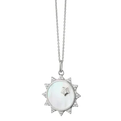 Mother of Pearl Sapphire "Happiness" Sun Charm Necklace