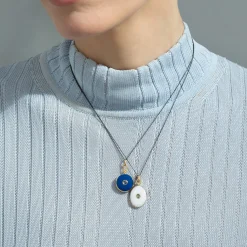 Navy Enamel Vermeil Round Locket with Blue Sapphire