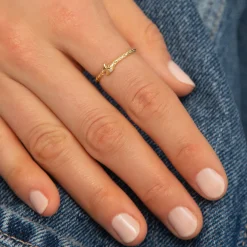 Never Fear Snake Poesy Slim 18K Gold Stackable Ring
