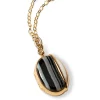 One of A Kind Oval Locket with Banded Black Agate and White Opal