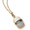 One of A Kind Rectangle Locket with White Opal, Chalcedony and Blue Sapphires