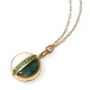 One of A Kind Round Locket with White Opal, Moss Agate and Emerald
