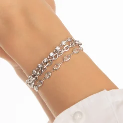 Oval Bezel Set Rock Crystal Tennis Bracelet