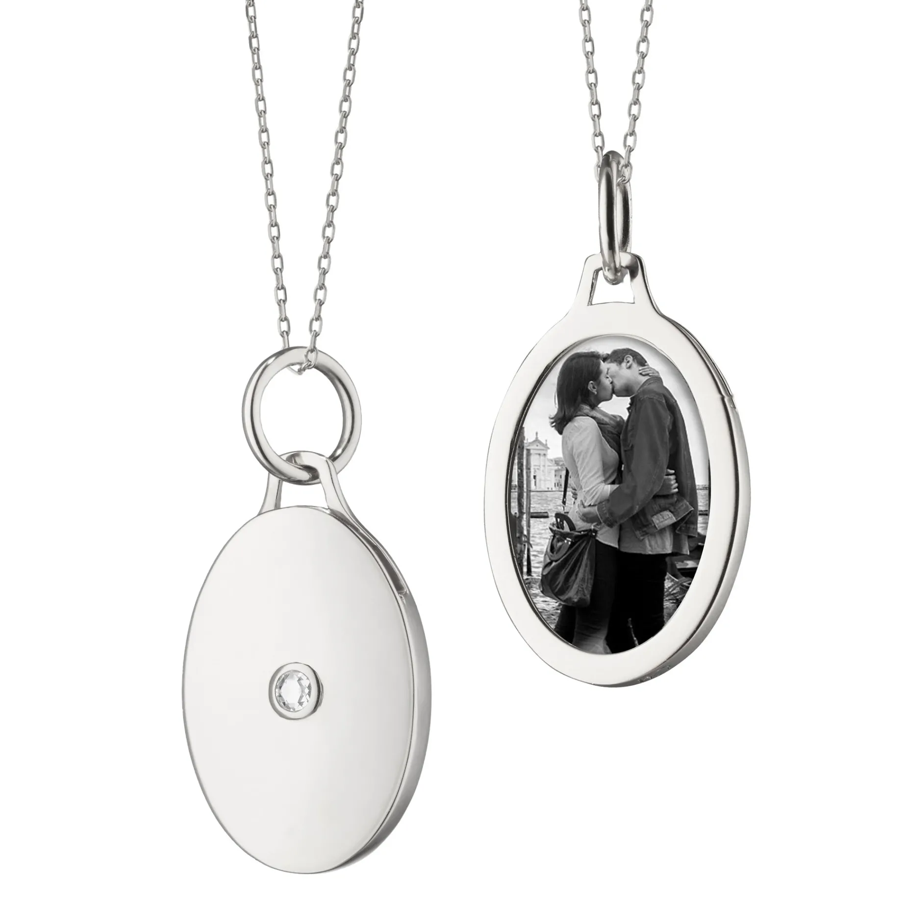 Oval Half Locket with Sapphire