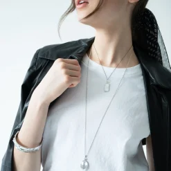 Oval Pinstripe Locket Necklace