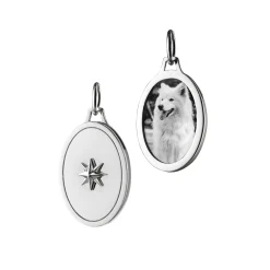 Oval Star Sterling Silver Half Locket Charm
