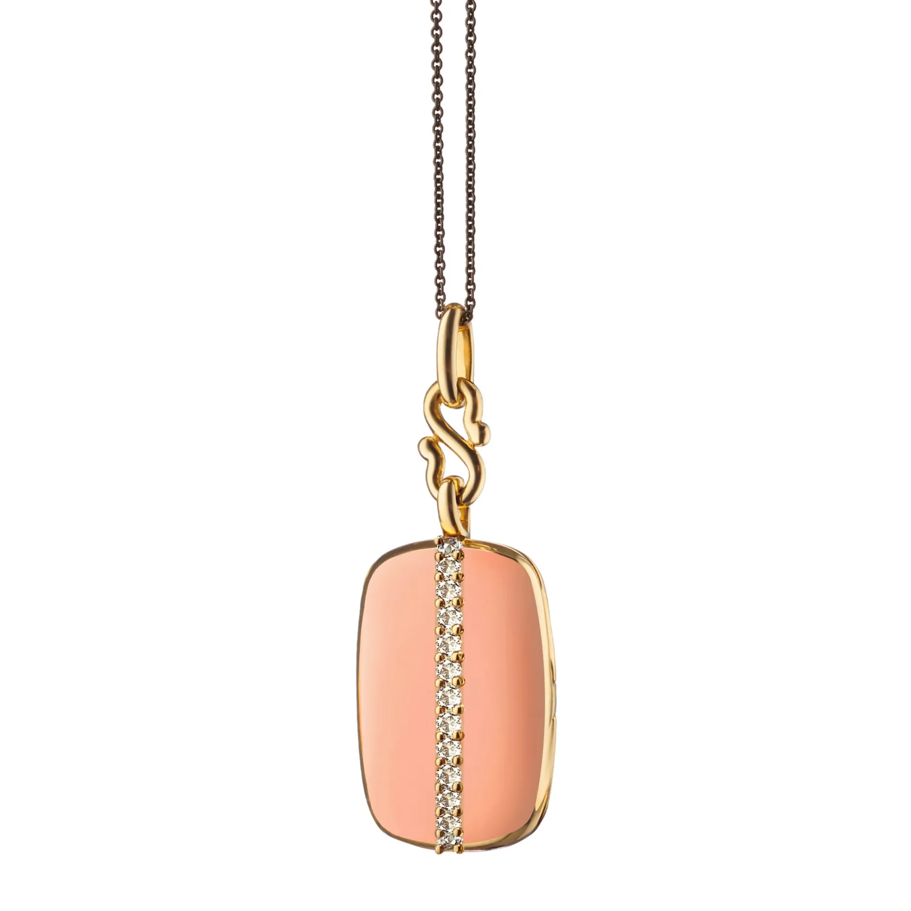 Peach Enamel Vermeil "Britt" Locket with Champagne Diamonds