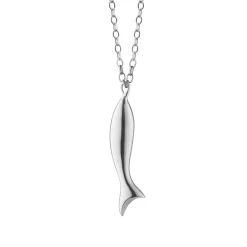 Perseverance Fish Sterling Silver Charm Necklace
