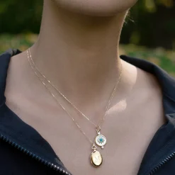 Petite "Anna" 18K Gold Engraved Locket Necklace