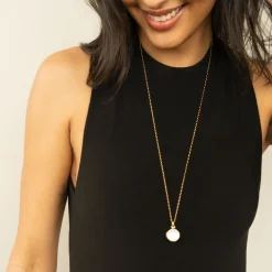 Petite Mother of Pearl Gold Locket Necklace