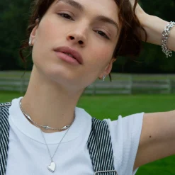 Petite Slim Sterling Silver Heart Locket Necklace