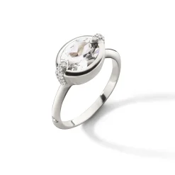 Points North Deep-Set Oval Rock Crystal Ring