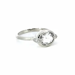 Points North Deep-Set Oval Rock Crystal Ring