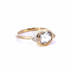 Points North Deep-Set Oval Rock Crystal Ring