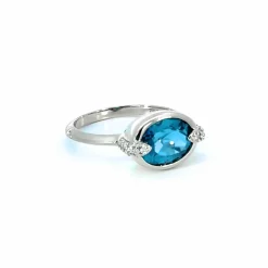 Points North Deep-Set Oval London Blue Topaz Ring